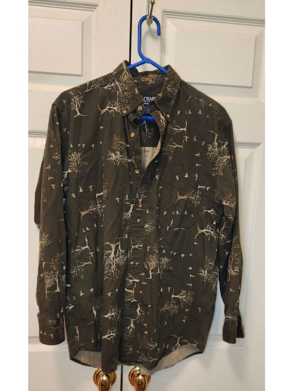 Vtg Men Chaps Ralph Lauren Winter Goose Olive Green Hunting Outdoor Shirt Size M